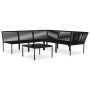 Schwarzes 6-tlg. vidaXL Garten-Lounge-Set mit Auflagen und Tisch. Gartenmöbel aus PVC-Draht und Stahl.