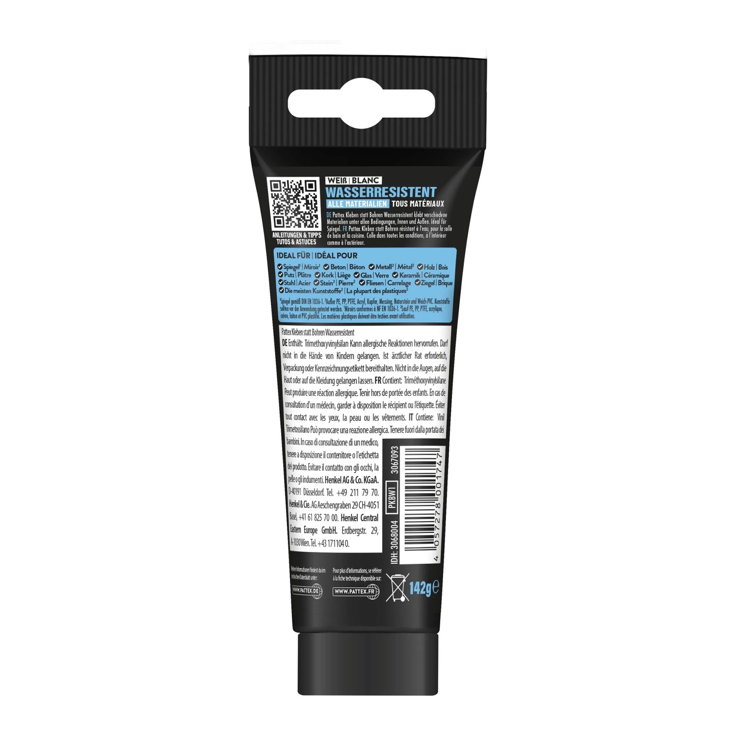 Pattex Montagekleber, wasserresistenter Baukleber in Tube, 142g.