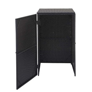 Proregal Mülltonnenverkleidung HxBxT 110x65x66 cm Poly-Rattan 120L Schwarz Mülltonnenbox Mülltonnenabdeckung