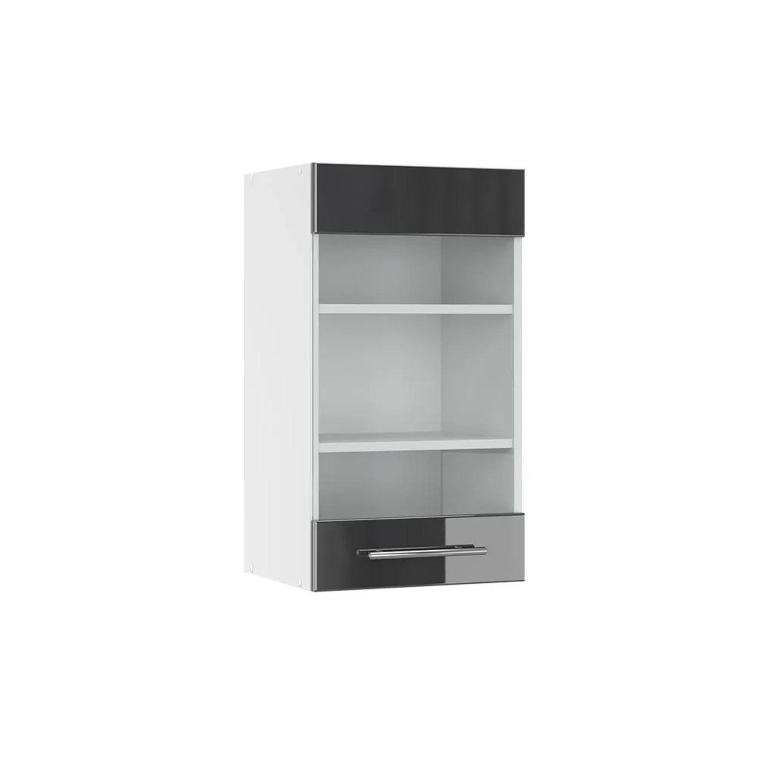 Vicco Küchenglasschrank Fame-Line Glashängeschrank Anthrazit Hochglanz Weiß 40 cm