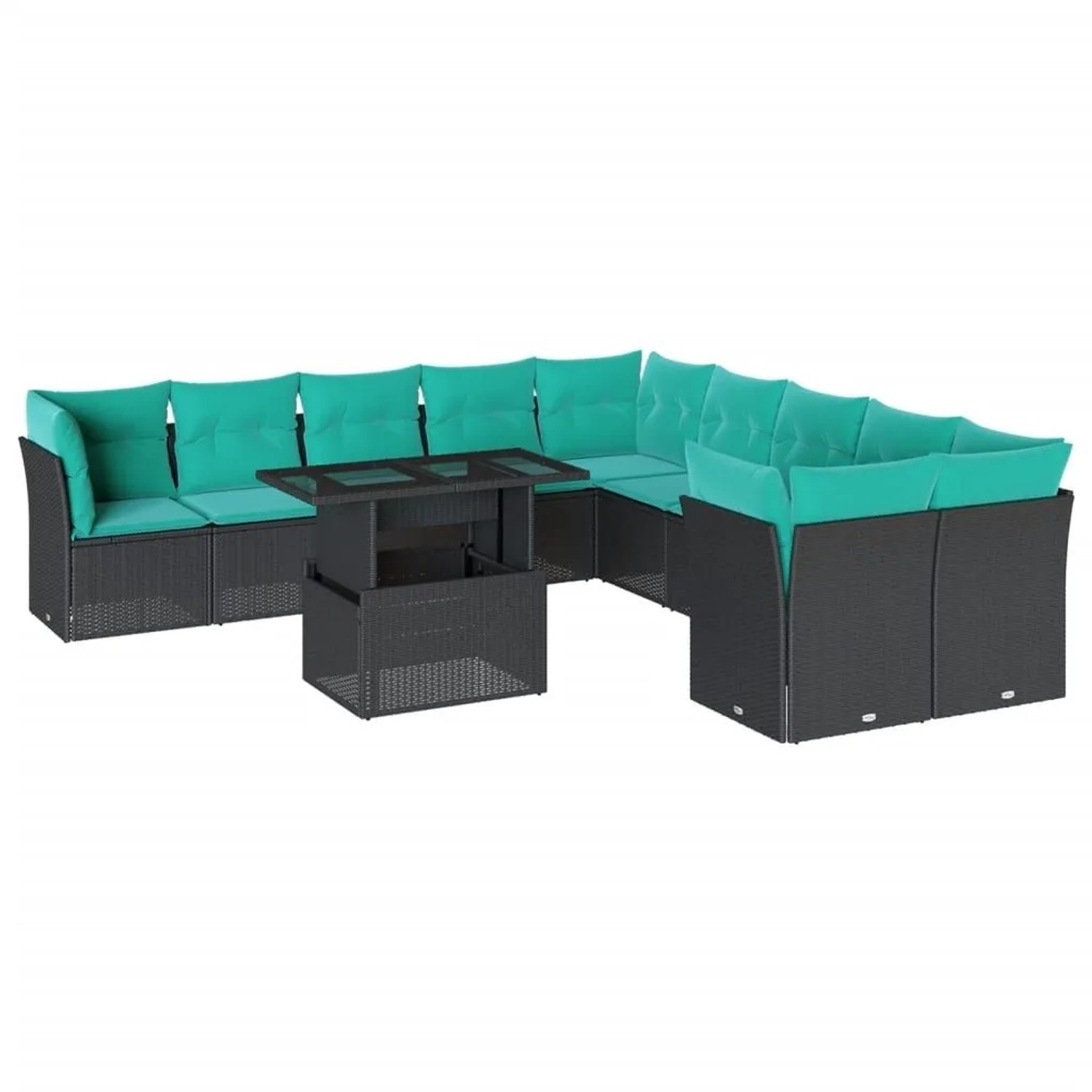 vidaXL 11-Tlg Gartensofa-Set mit Kissen Schwarz Polyrattan 3266877 günstig online kaufen