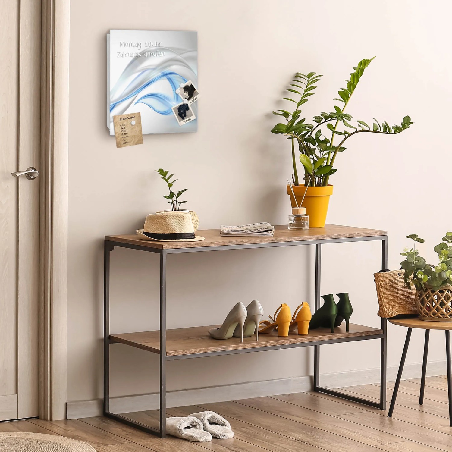 Banjado® Schlüsselkasten 30x30cm Mit 50 Haken & Glastür | Motiv 'Im Weltall', Magnetisch Beschreibbar | Für Die Wandmontage