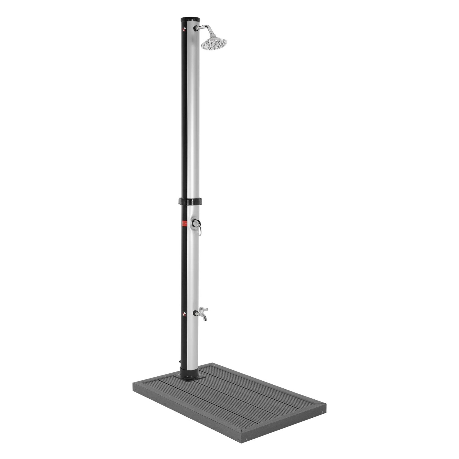 ML-Design Solardusche 20L 210 cm Silber-Schwarz Fußdusche Bodenplatte