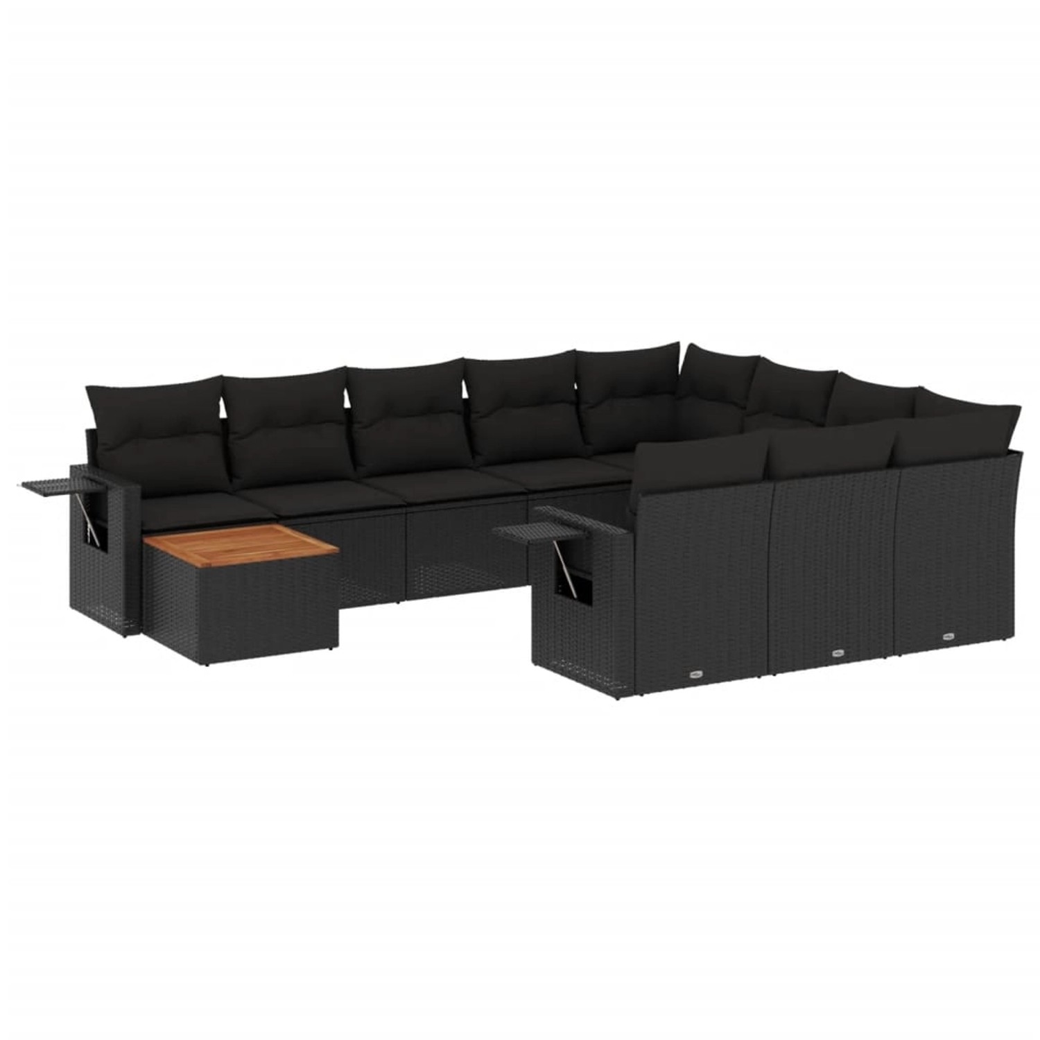 vidaXL 11-Tlg Garten-Sofagarnitur mit Kissen Schwarz Poly Rattan 3257077 günstig online kaufen