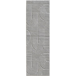Ayyildiz Kurzflorteppich Art 1121, silberner Teppich mit geometrischem Muster, 80x250 cm.