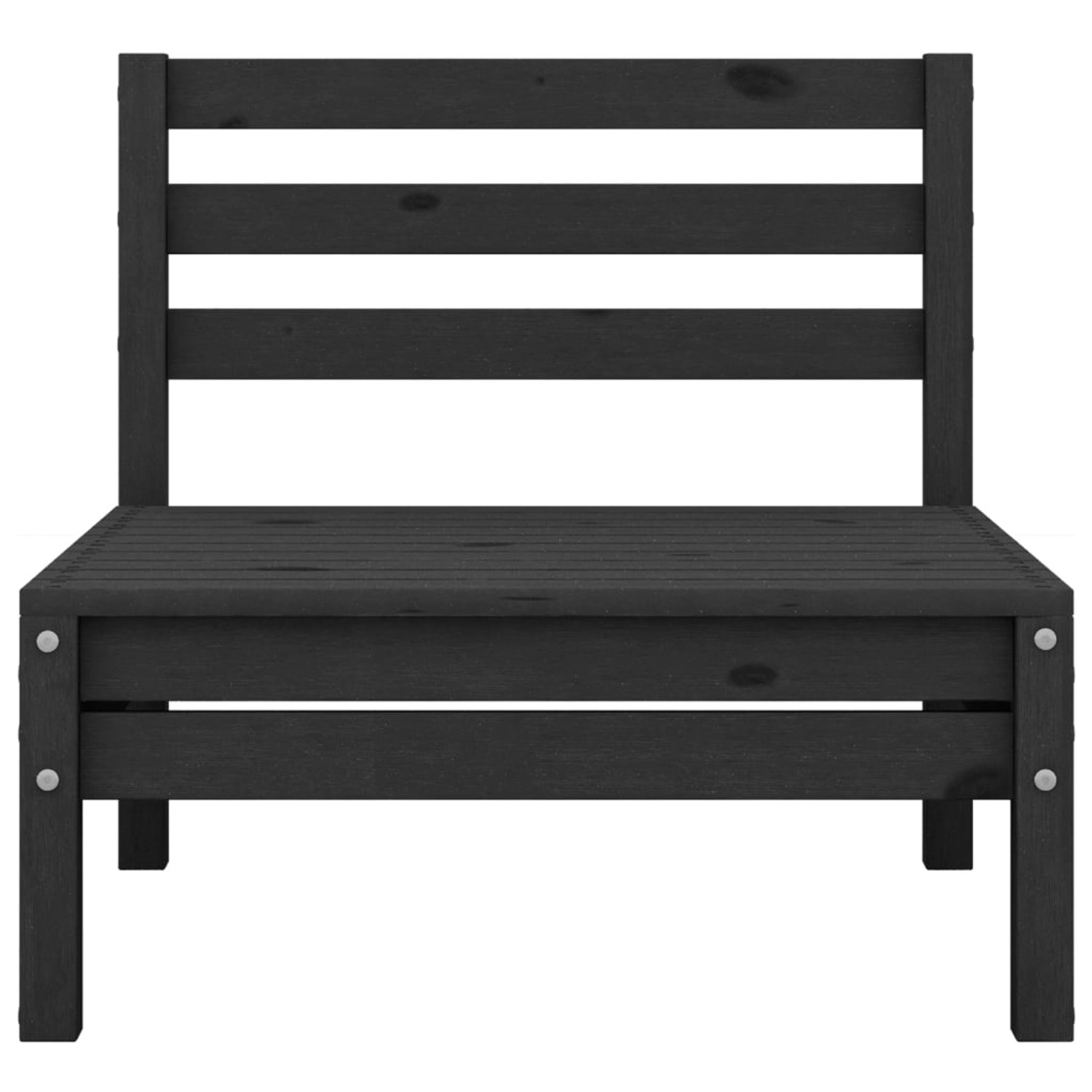 vidaXL Garten-Mittelsofa Schwarz Kiefer Massivholz