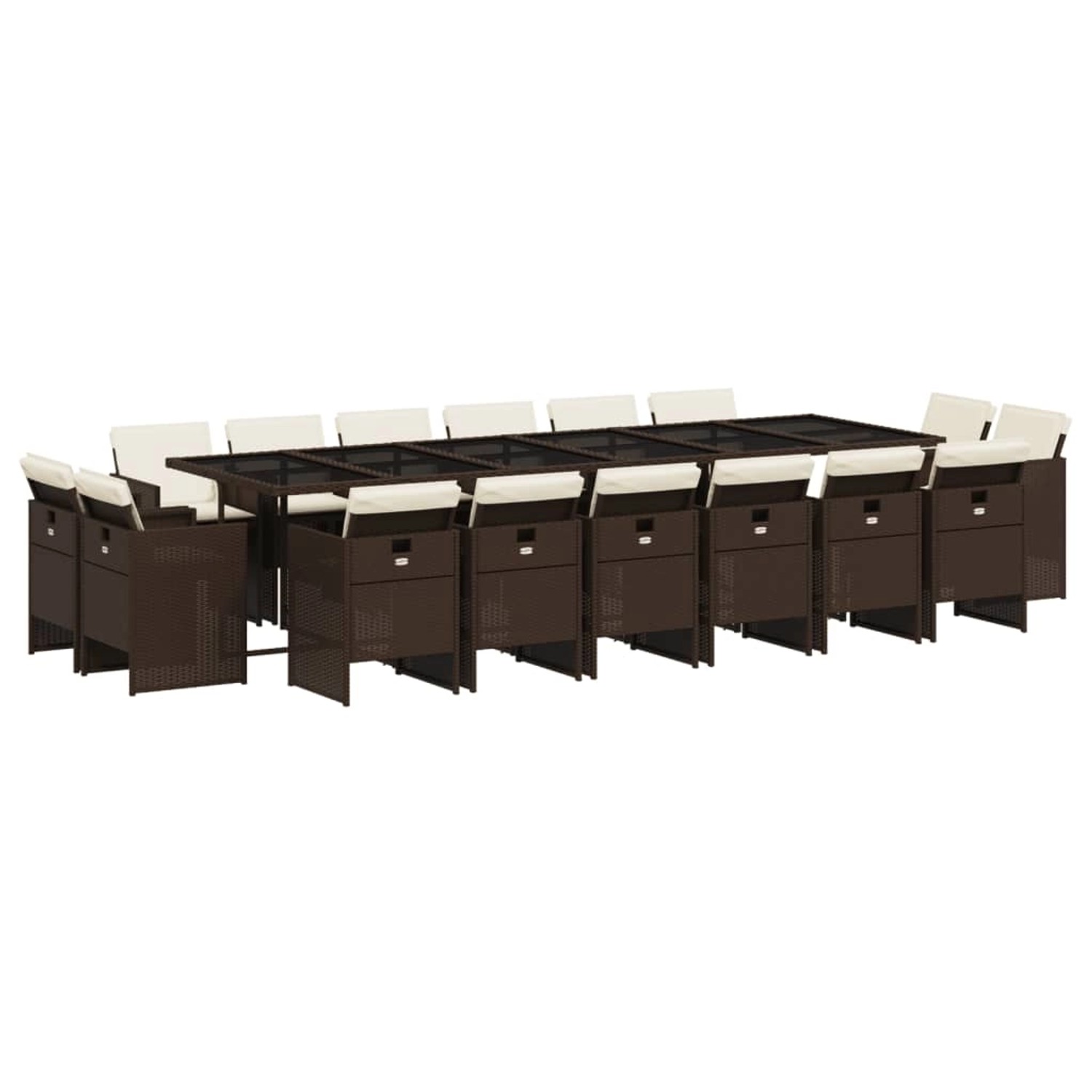 vidaXL 17-Tlg Garten-Essgruppe mit Kissen Braun Poly Rattan 3277832 günstig online kaufen