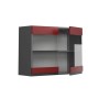 Vicco Küchenglasschrank R-Line, rot/anthrazit, 80 cm. Hängeschrank mit Glastüren für die Küche.
