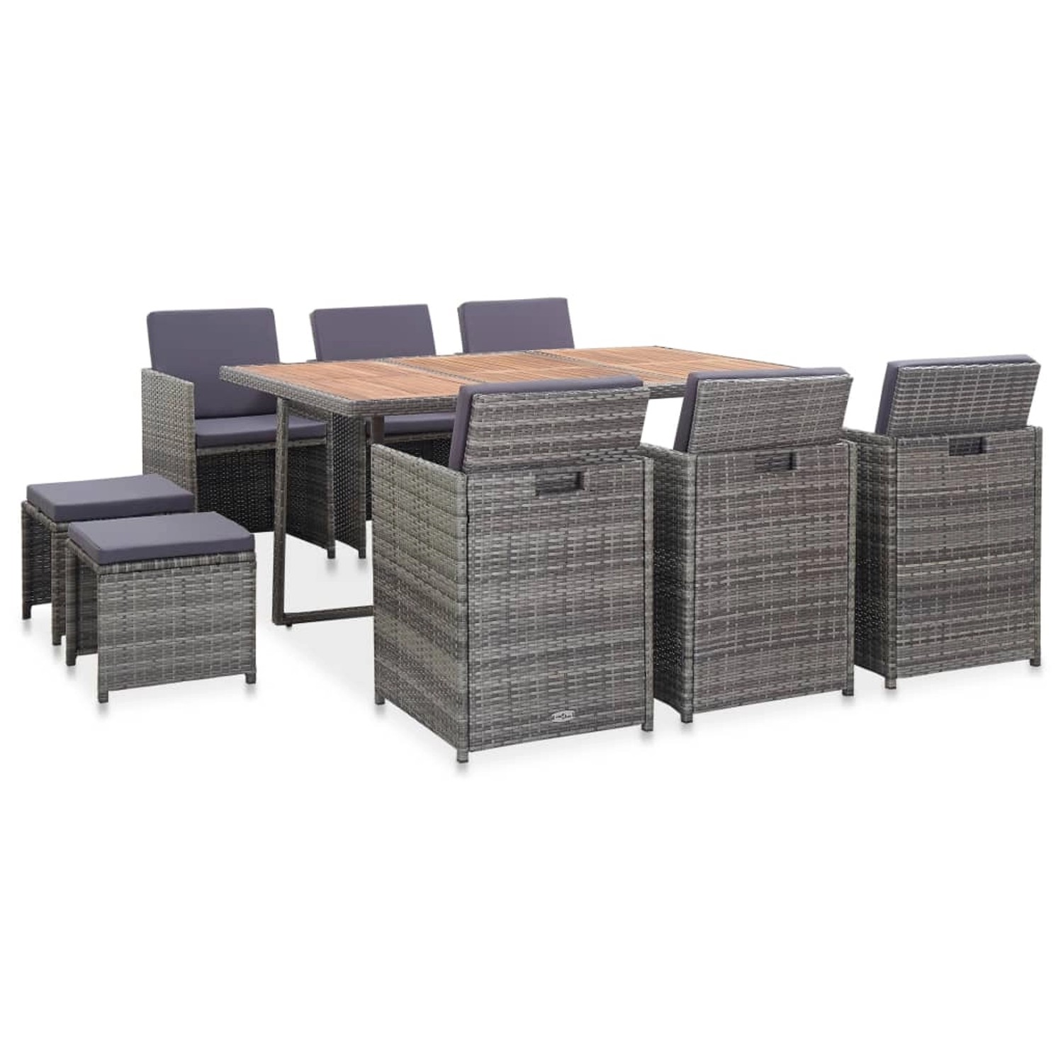vidaXL 11-Tlg Garten-Essgruppe Poly Rattan Akazienholz Anthrazit 46370 günstig online kaufen