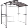 Anthrazitfarbener Grillpavillon Antigo 150x245 cm mit Ablagen und Hakenleiste.