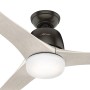 HUNTER Deckenventilator Harmony Bronze mit Licht und Fernbedienung, Flügel in Eiche hellgrau.