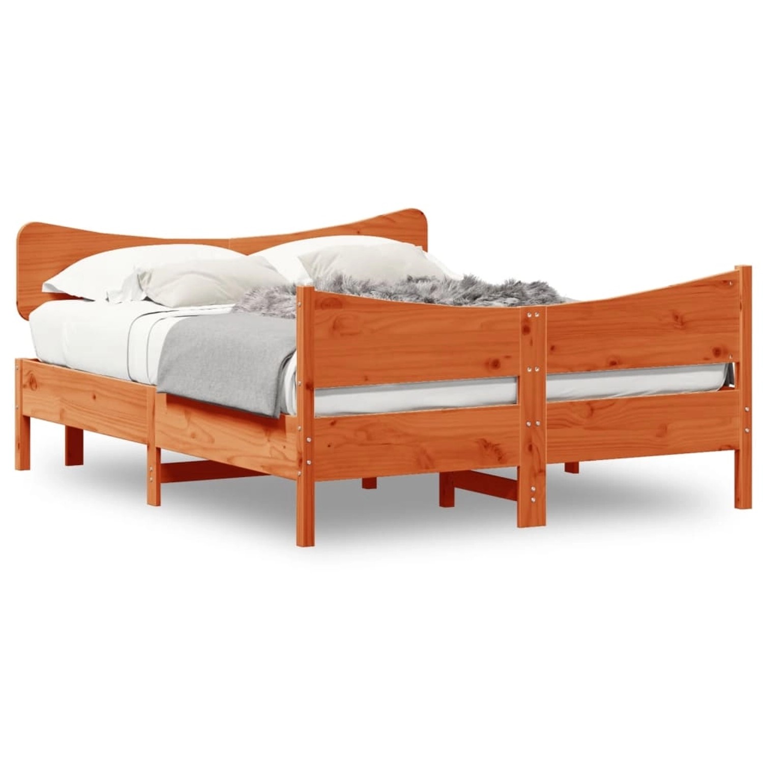 vidaXL Massivholzbett ohne Matratze Wachsbraun 135x190 cm Kiefernholz 32163 günstig online kaufen