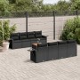 Schwarze 9-tlg. vidaXL Garten-Sofagarnitur aus Poly Rattan mit Kissen für Terrasse oder Garten.