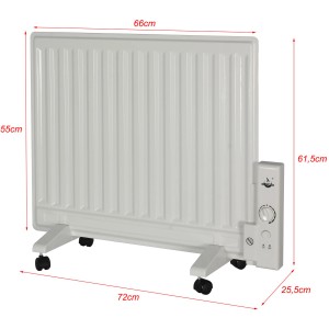 Weißer El Fuego Elektro-Ölradiator 600 W mit Rollen und Thermostat. Elektrisches Heizgerät.