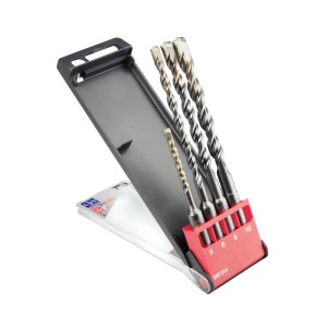 LUX Bohrersatz SDS-Plus, 4-teilig (5-10 mm) in Kunststoffbox. Betonbohrer für Bohrmaschinen mit Schlagwerk.