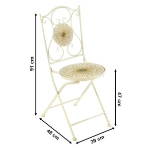 Kobolo Gartenstuhl Klappstuhl Metallstuhl Stuhl Mosaikoptik H91 cm