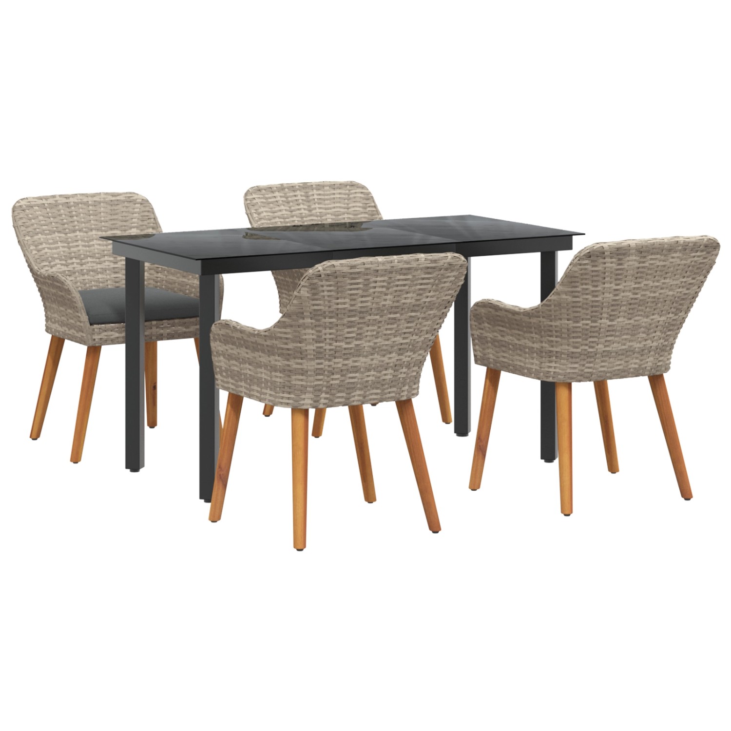 vidaXL Essgruppe 5-Tlg Hellgrau Poly Rattan 3261714
