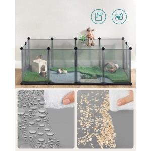 Feandrea Freigehege mit Bodenplatten 143 cm x 73 cm x 46 cm Grau