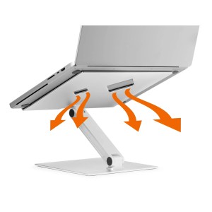Silberner, höhenverstellbarer Durable Tischständer für Laptop/Notebook mit Belüftung.
