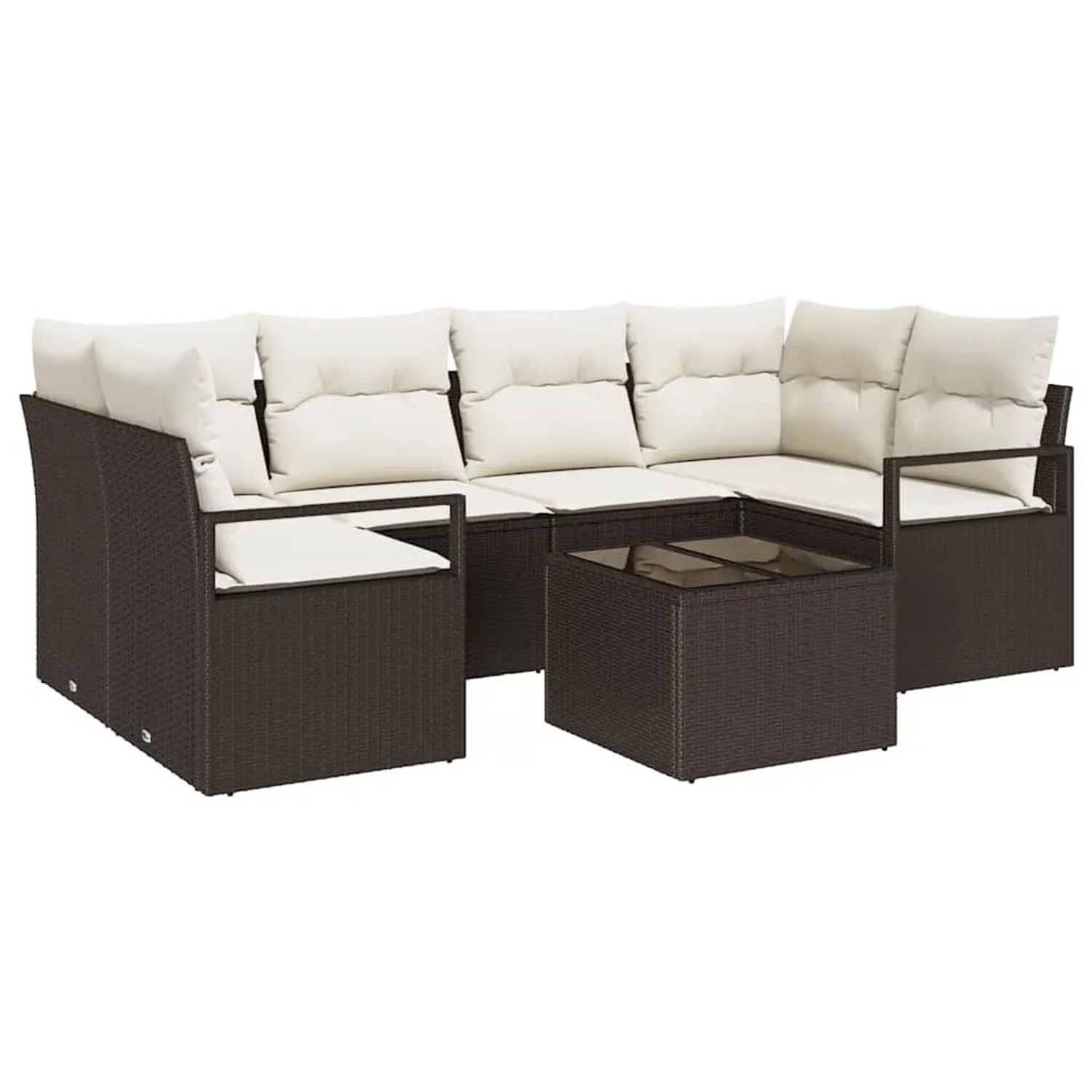 vidaXL Sofa Set mit Kissen 7-Tlg Braun und Creme Poly-Rattan 3346278 günstig online kaufen