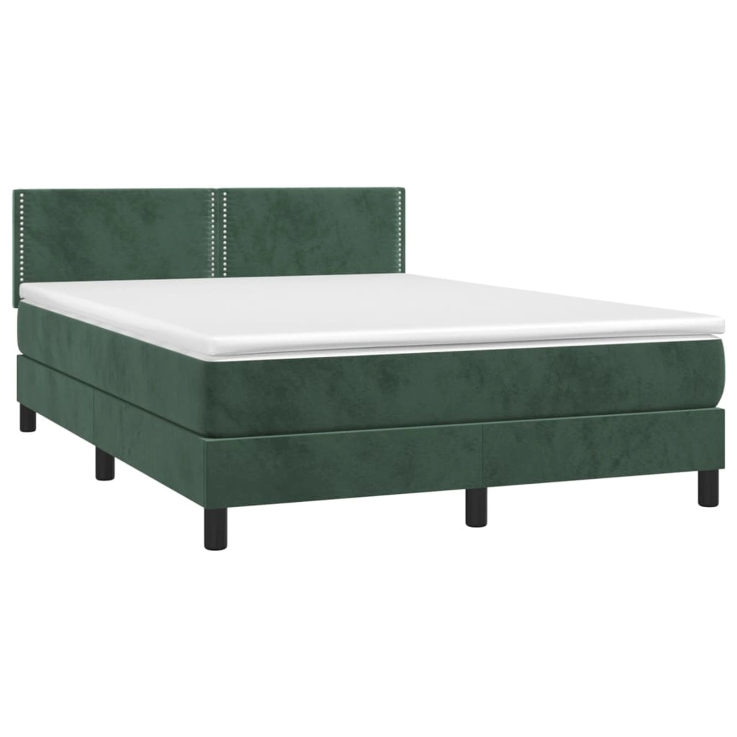 vidaXL Boxspringbett mit Matratze & LED Dunkelgrün 140x200 cm Samt 3134348 günstig online kaufen