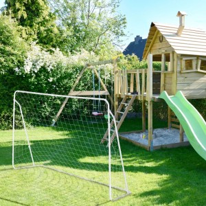 Relaxdays Fußballtor Stahl Weiß Mit Netz 153 cm x 217 cm x 75 cm 5,1 kg