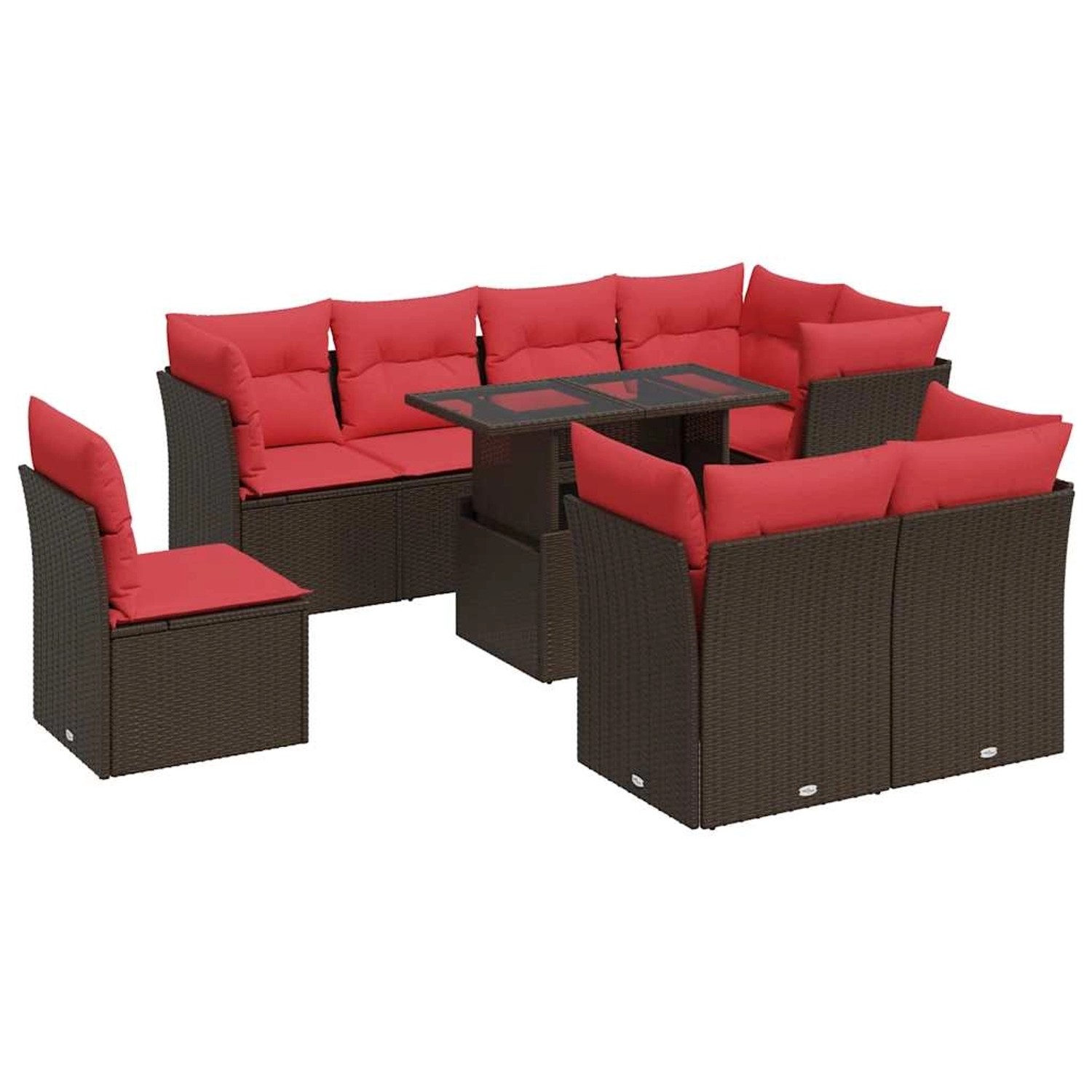 vidaXL 9-Tlg Garten-Sofagarnitur mit Kissen Braun Poly Rattan Akazie 332618 günstig online kaufen