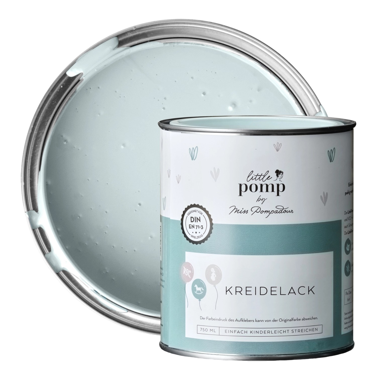 MissPompadour Kreidefarbe für Möbel Blau & Gelassen 750ml Geruchsarme Möbelfarbe Innen