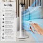 Weißer Tectake Turmventilator mit Fernbedienung, oszillierend, 90cm hoch.