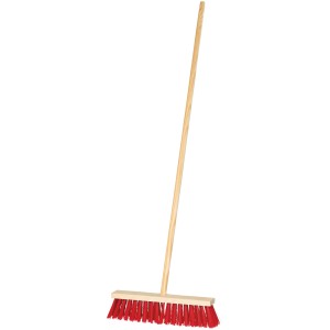 LUX Straßenbesen 40 cm mit Stiel, roter Kunststoffborsten für die Reinigung im Außenbereich.