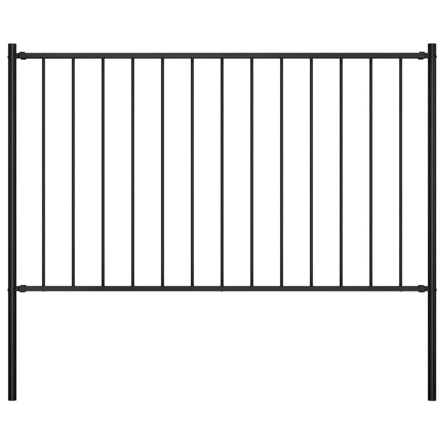 vidaXL Zaunelement mit Pfosten Pulverbeschichteter Stahl 1,81x1 m Schwarz 1 günstig online kaufen