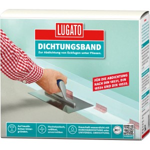 Verpackung Lugato Dichtungsband 50m zur Abdichtung von Fliesenecken.