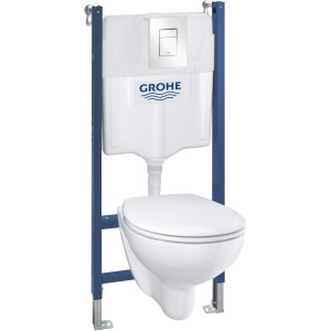 Grohe QuickFix WC-Set mit spülrandlosem Wand-WC und Spülkasten in Alpinweiß.