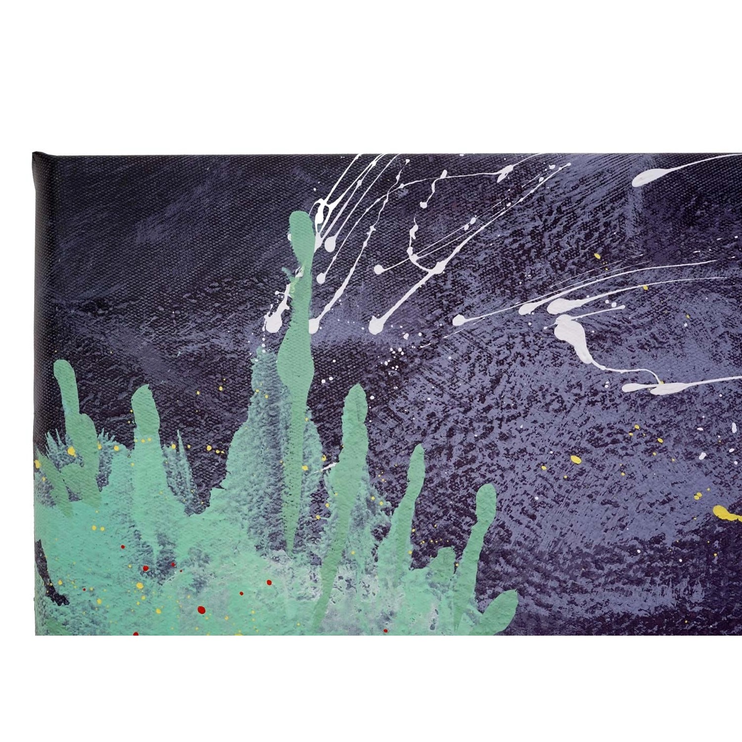 Handgemaltes Ölgemälde "Elefant" 150x100cm, abstrakte Wanddekoration in Grün, Weiß und Dunkelblau.