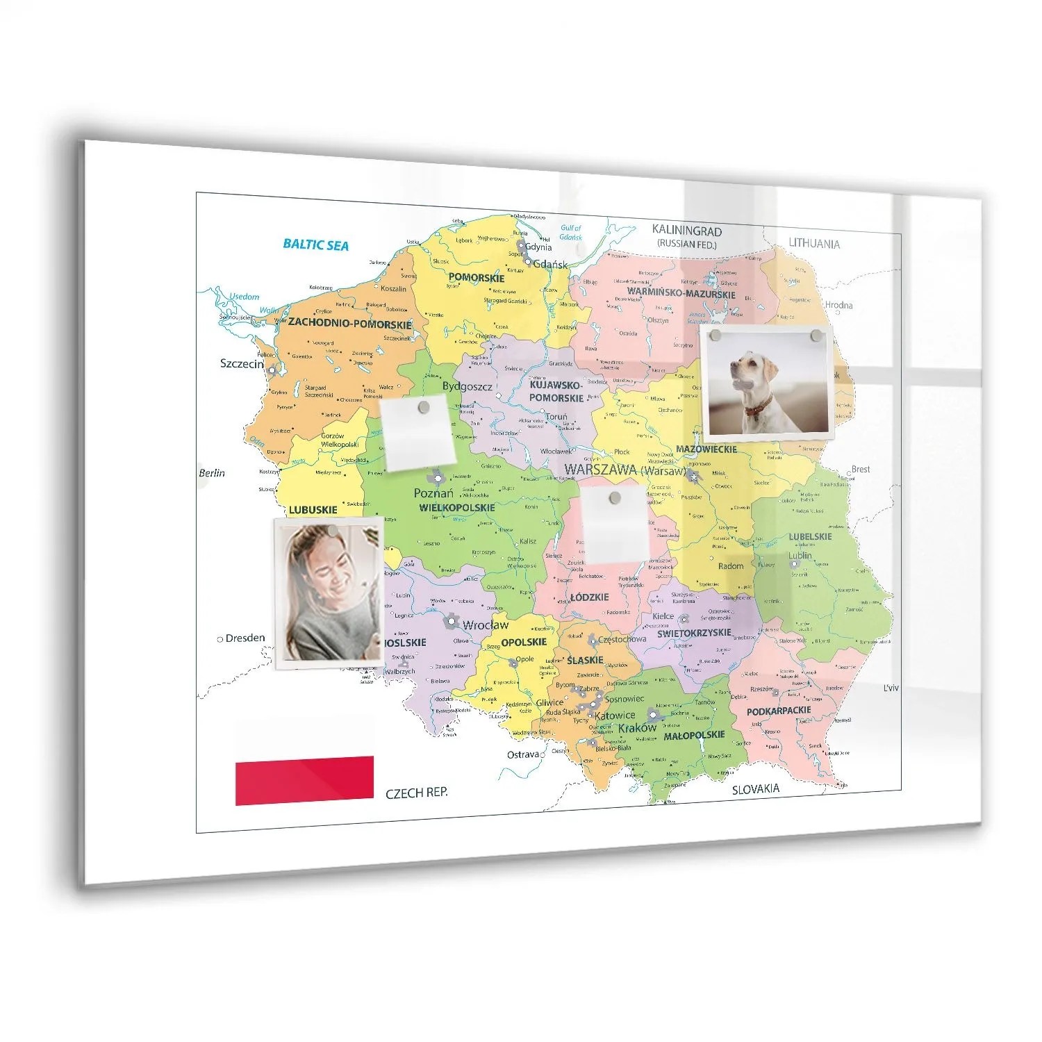 Tulup Magnettafel Aus Glas Karte Von Polen 100x70 cm Whiteboard Magnetisch Glas Schwarzer Marker Magnettafel Modern Glas