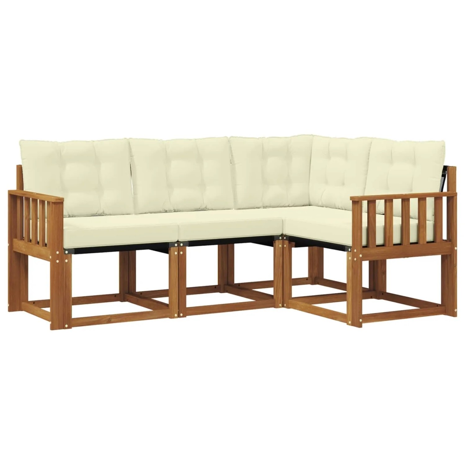 vidaXL Outdoor-Sofagarnitur mit Kissen 4-Tlg Natur und Creme 3368613