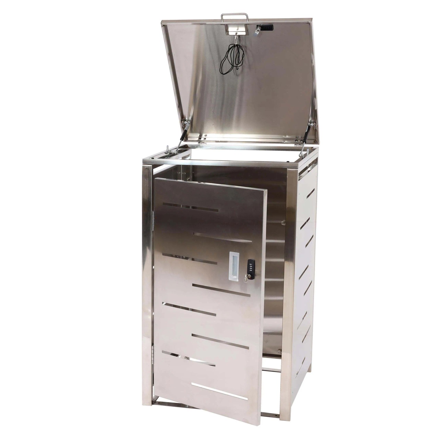 MCW Mülltonnenverkleidung E83 1er Edelstahl 23kg 103x60x62cm Silber