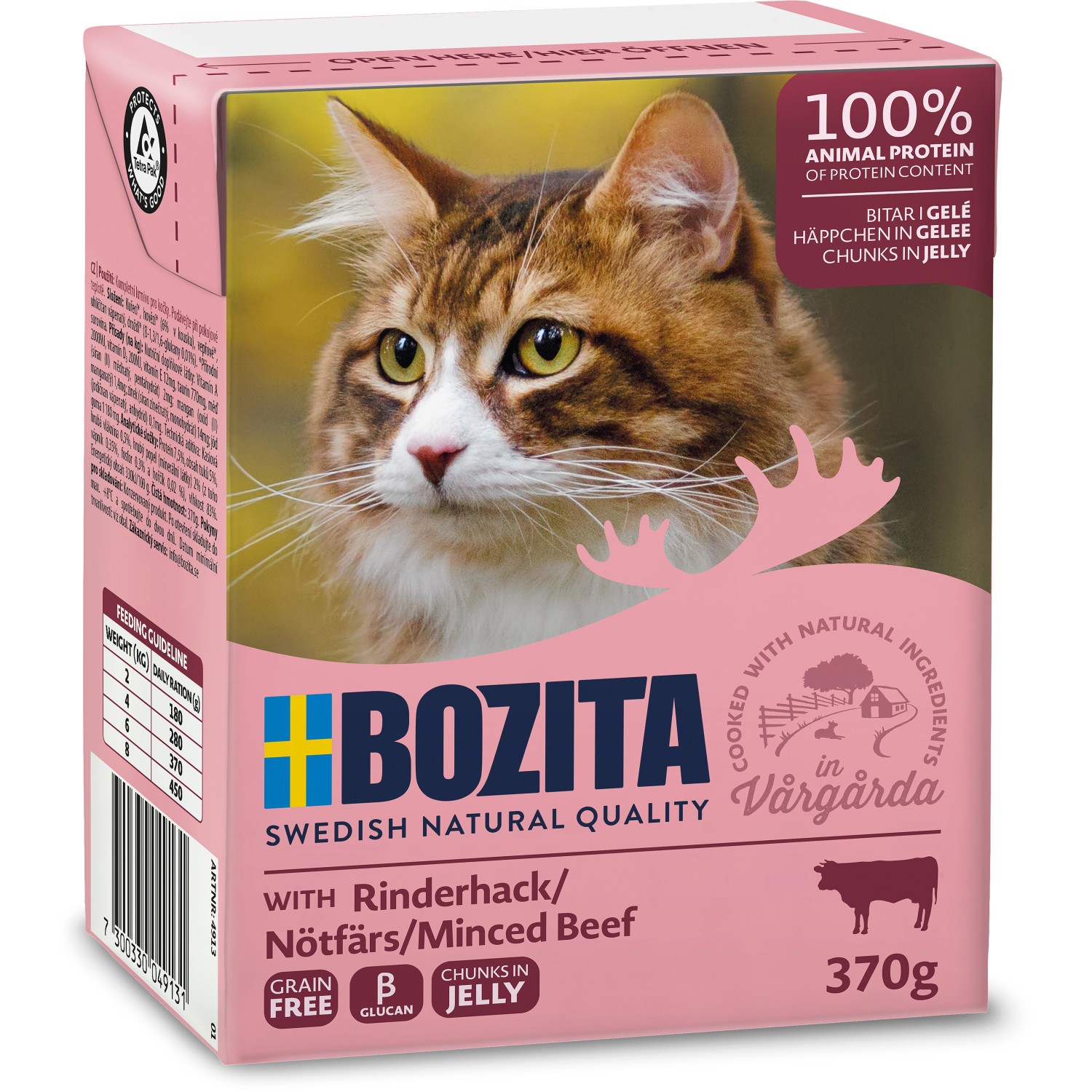 Bozita Katzen-Nassfutter Häppchen in Gelee Rinderhack 370 g