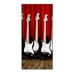Banjado Magnettafel mit E-Gitarren Motiv, 37x78cm, schwarz. Wanddekoration für Notizen und mehr.