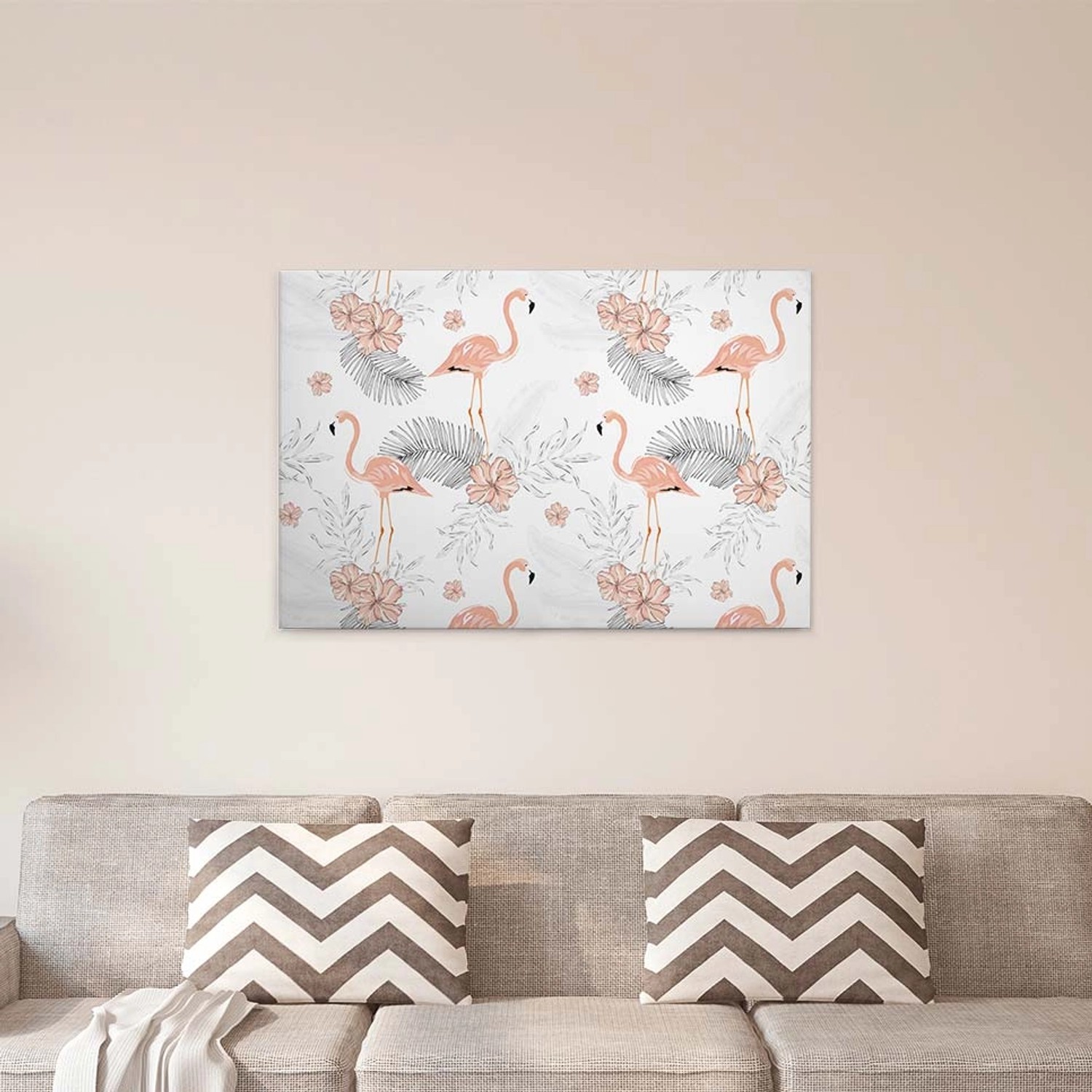 Bricoflor Canvas Leinwand Bild Mit Flamingo Rosa Hibiskus Wandbild Auf Keil günstig online kaufen