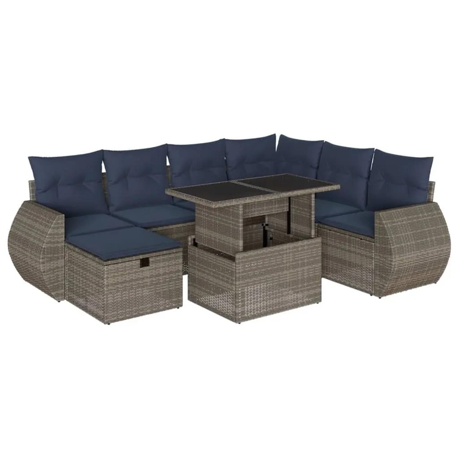 vidaXL 8-Tlg Gartensofa-Set mit Kissen Grau Polyrattan 3275161 günstig online kaufen