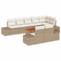 vidaXL 9-tlg. Garten-Sofa-Set beige/weiß: Rattan Lounge mit Tisch und Polstern für Garten oder Terrasse.