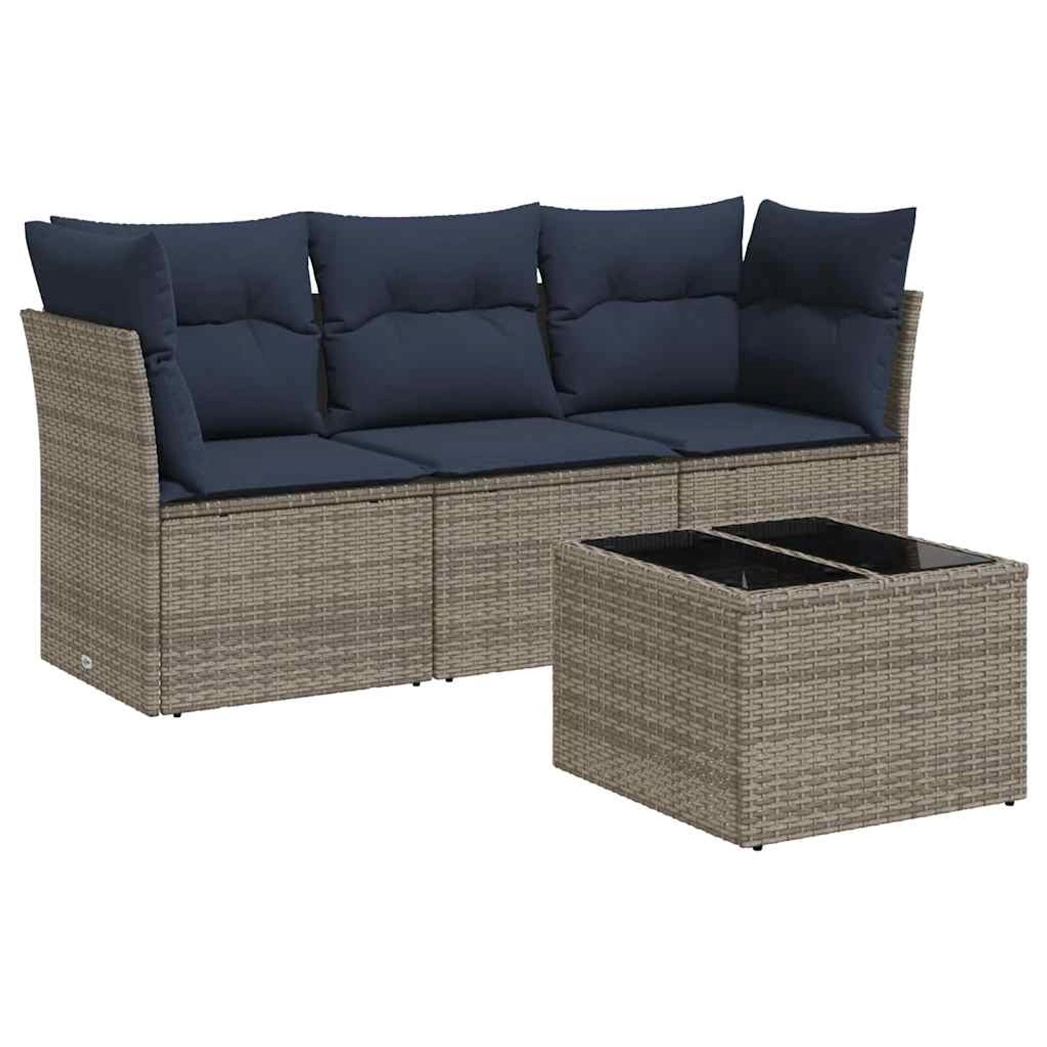 vidaXL 4-Tlg Garten-Sofagarnitur mit Kissen Grau Poly Rattan 3217221 günstig online kaufen