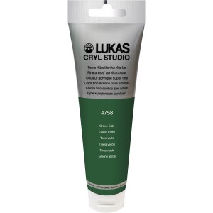 Tube Lukas Cryl Studio Premium Acrylfarbe, 125ml, Farbton Grüne Erde.