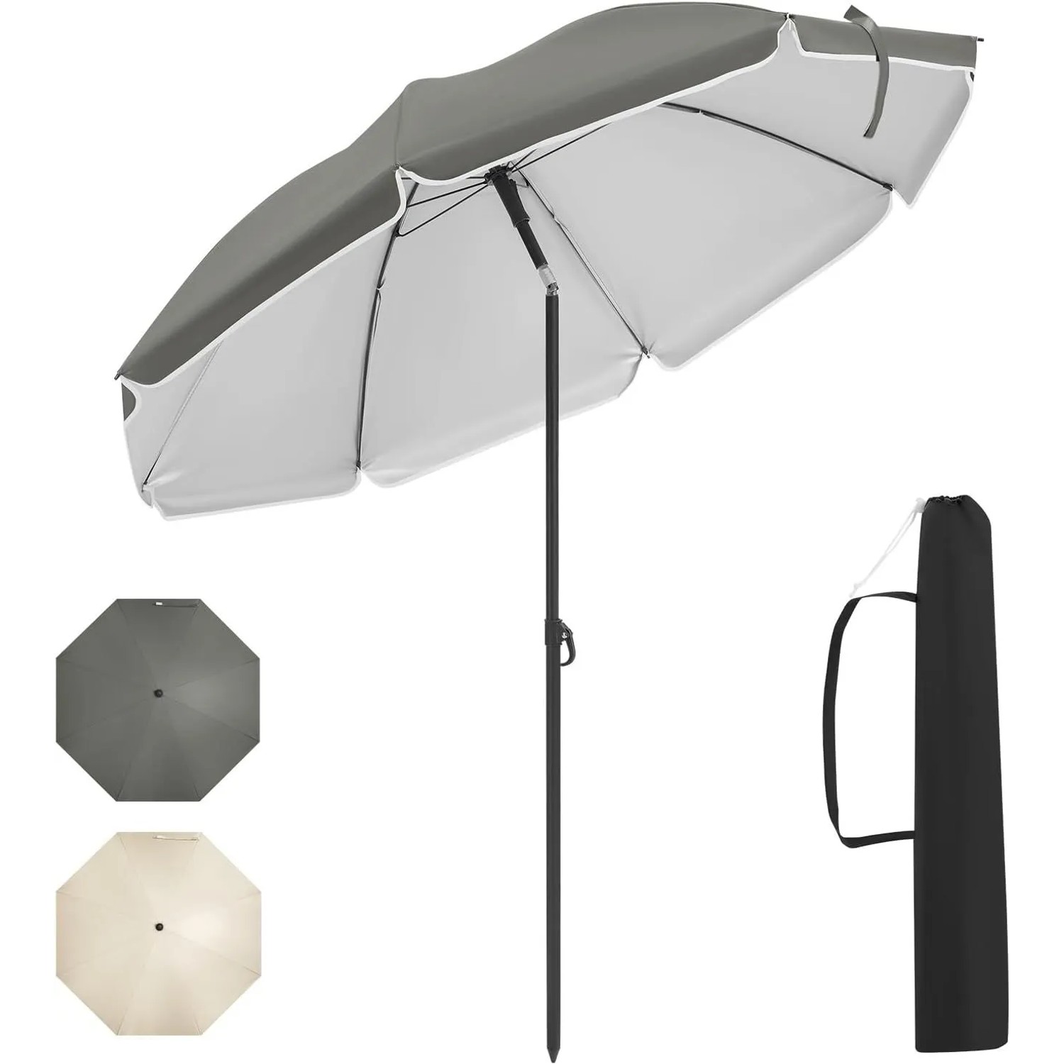 WOLTU Sonnenschirm Strandschirm Höhenverstellbar 45° Knickbar Blau 175cm