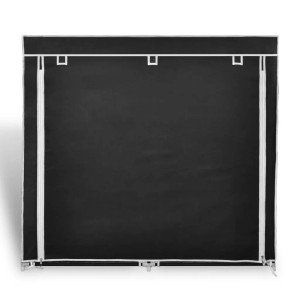 Schwarzer vidaXL Schuhschrank mit Stoffabdeckung, 115x28x110 cm. Schuhkommode mit Reißverschluss.