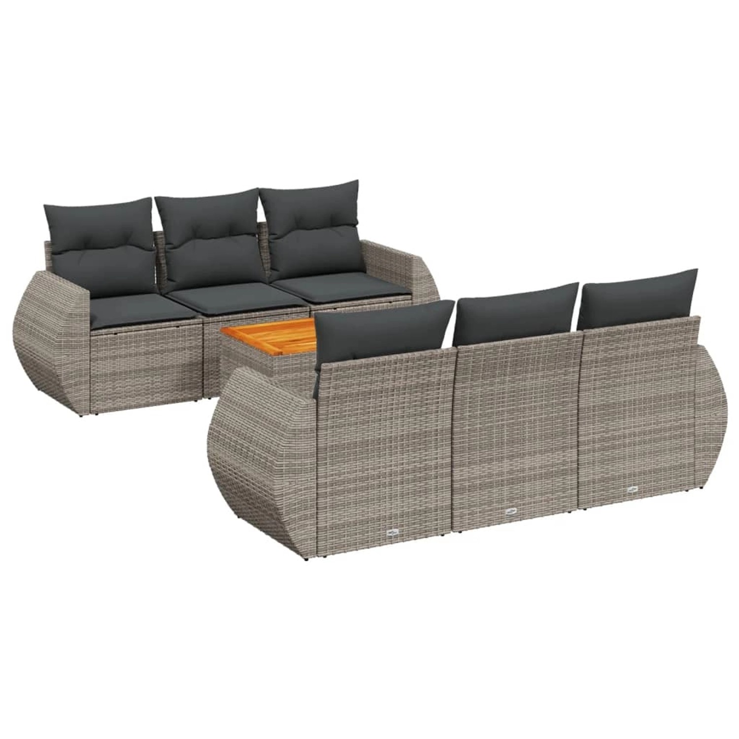 vidaXL 7-Tlg Garten-Sofagarnitur mit Kissen Grau Poly Rattan 3257229 günstig online kaufen
