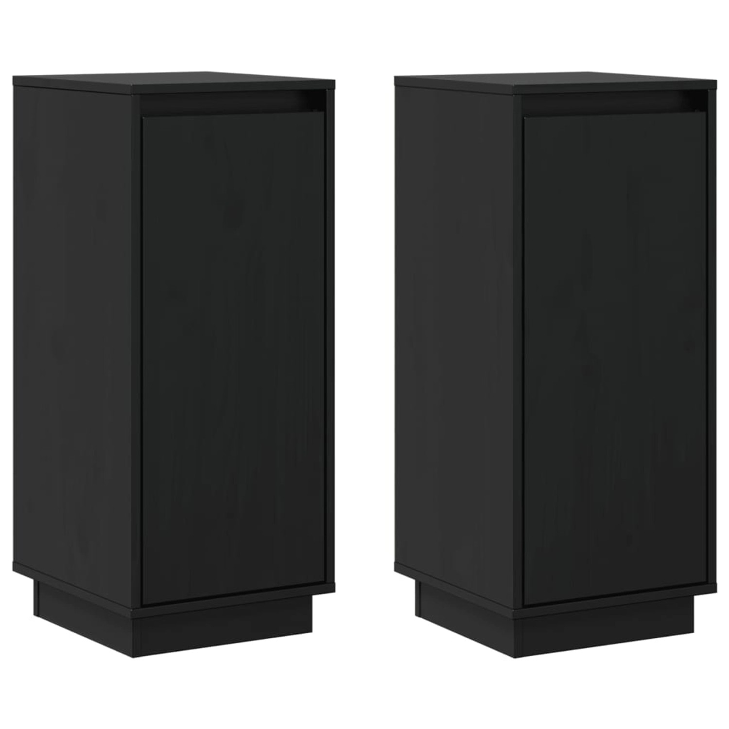 vidaXL Sideboards 2 Stk Schwarz 31,5x34x75 cm Massivholz Kiefer 813359