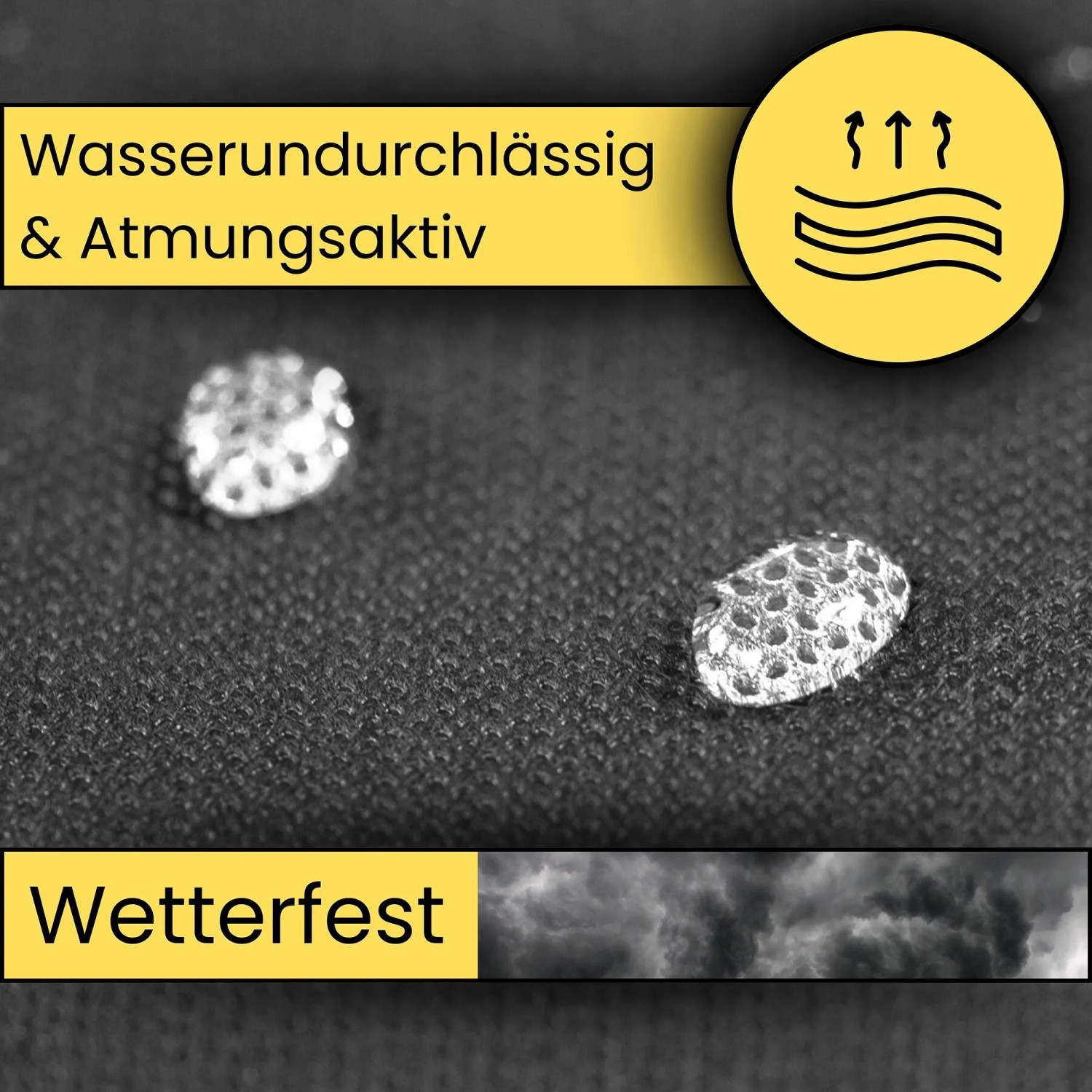 Detailaufnahme: Anthrazitfarbene AMF Life Dachunterspannbahn, wasserabweisend und atmungsaktiv.