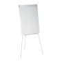 Weißes, höhenverstellbares Flipchart Whiteboard (90x60 cm) mit silbernem Metallrahmen auf Dreibein für Präsentationen.